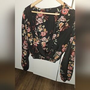 Floral Black Blouse